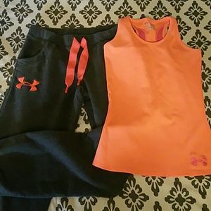 Under Armour warm ups and top.